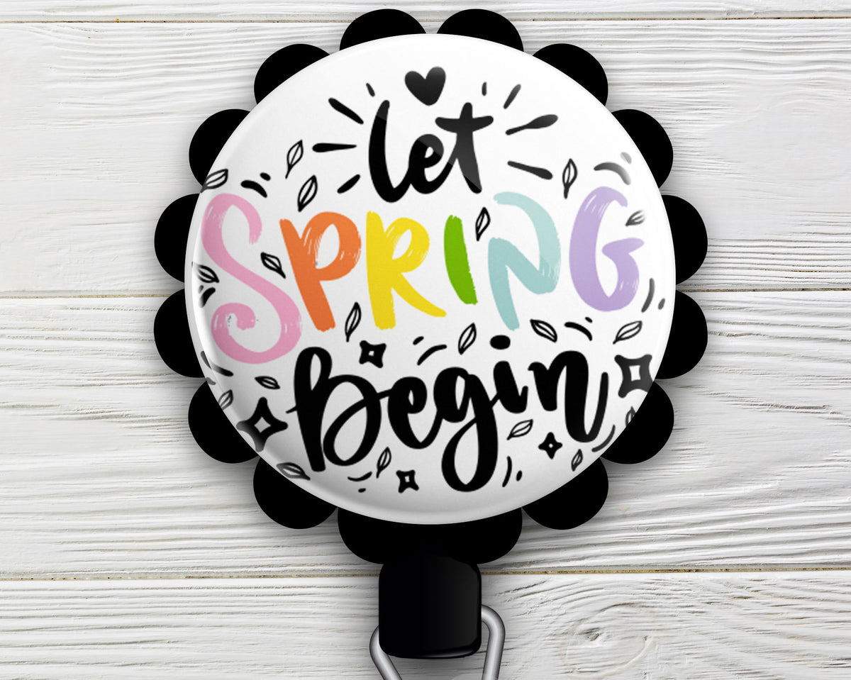 Spring Begin Retractable ID Badge Reel • Spring Season Badge Holder • Swapfinity