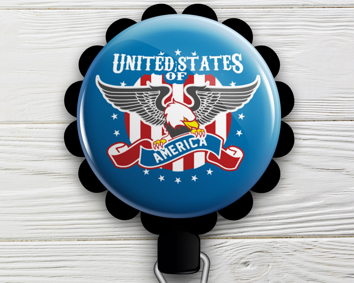  4th of July Badge Reel Retractable with Alligator