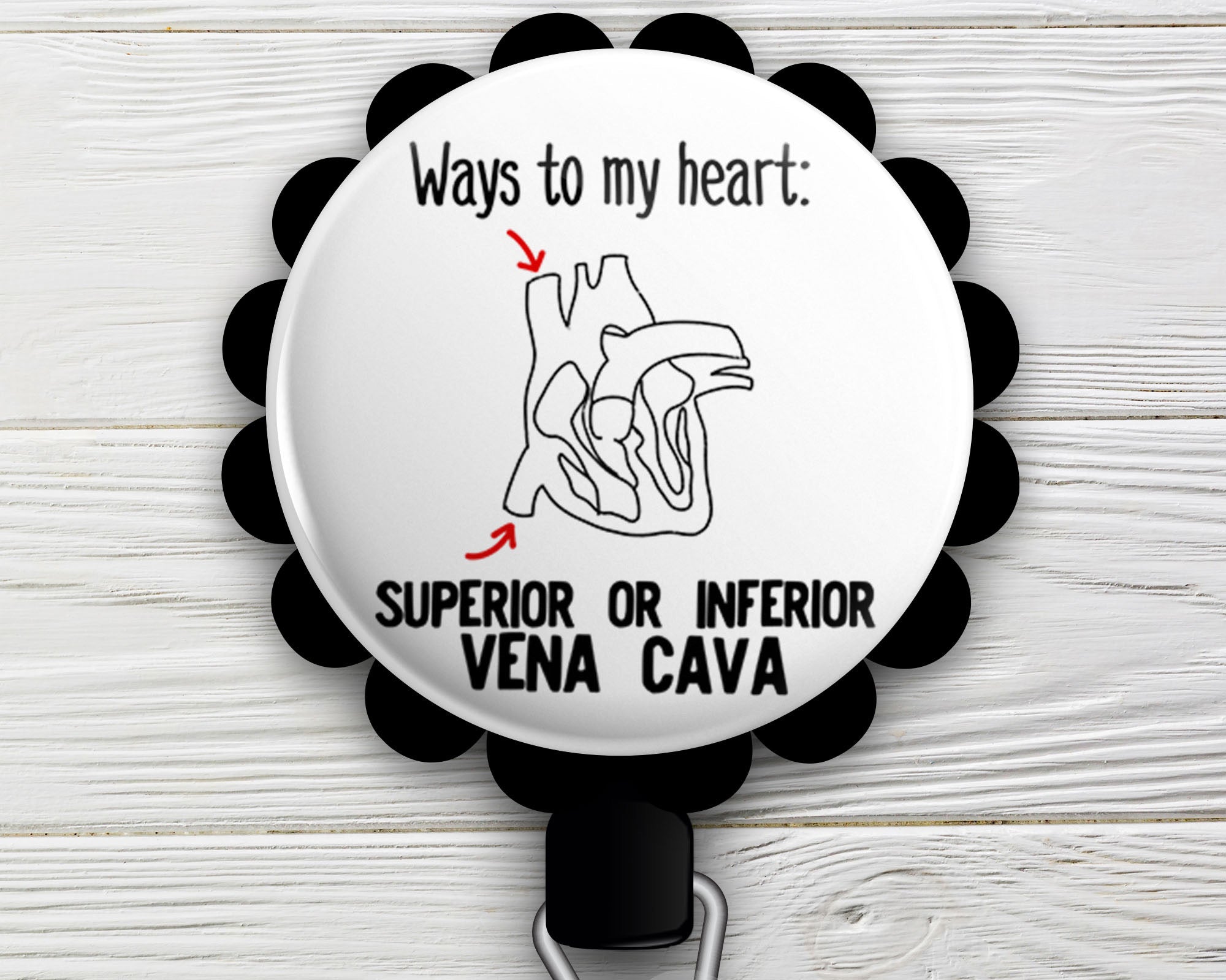 Ways to My Heart Retractable ID Badge Reel • Valentine's Day • Funny Anatomy Cardiology Custom Badge Holder • Swapfinity - Alligator Clip / Black - Topperswap