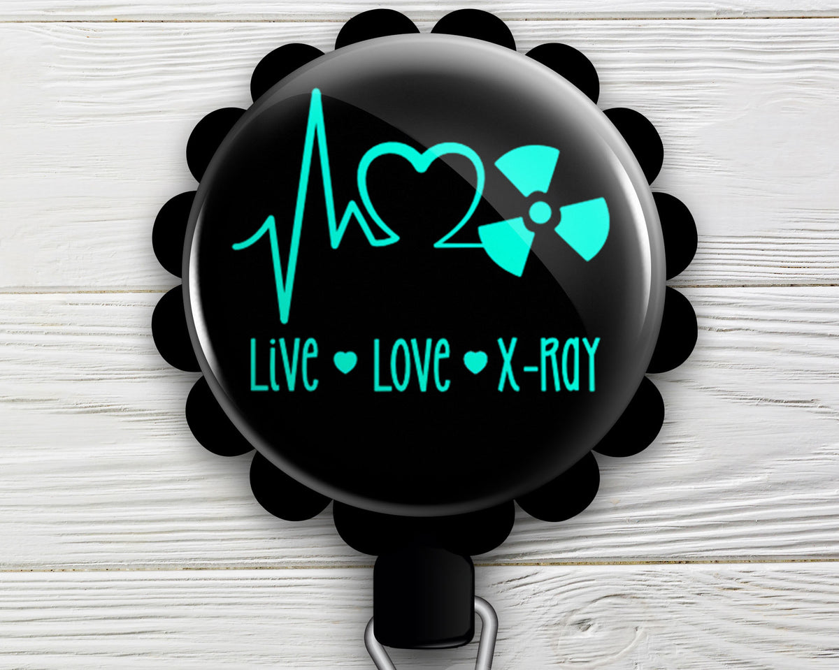 Live-Love-X-ray Retractable ID Badge Reel • X-Ray Tech, x Ray Radiologist, Radiology Technician, Radiologic Technologist Gift