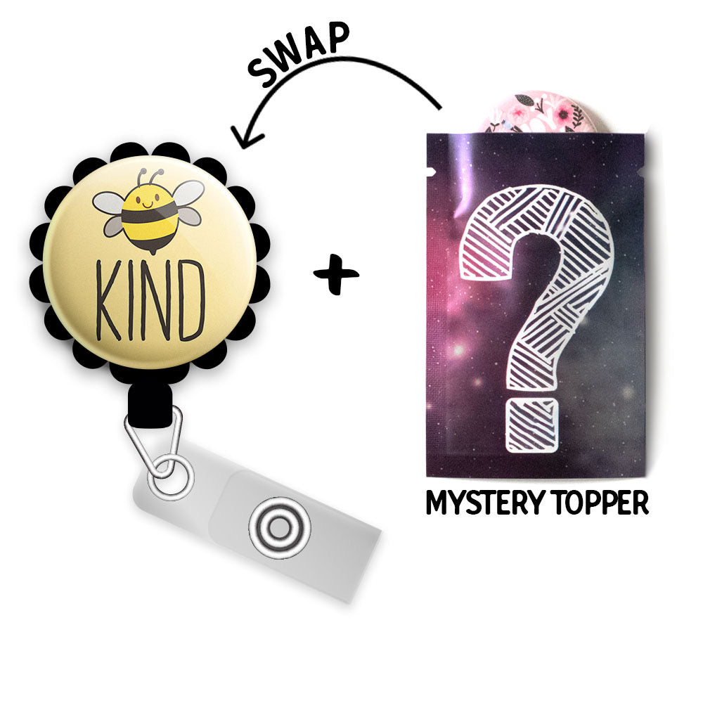 Bee Kind Retractable ID Badge Reel • Be Kind Pun Retractable ID Badge Reel • Nurse Gift Badge Holder • Swapfinity - - Topperswap