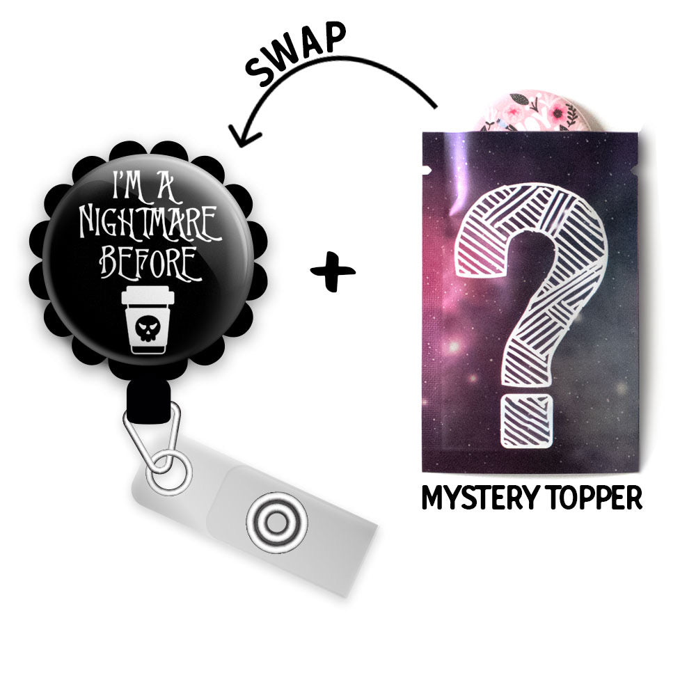 Sparkle Rn Badge Reel • Nicu, Labor and Delivery Badge Holder • Swapfinity Slide+Mystery Topper / Black