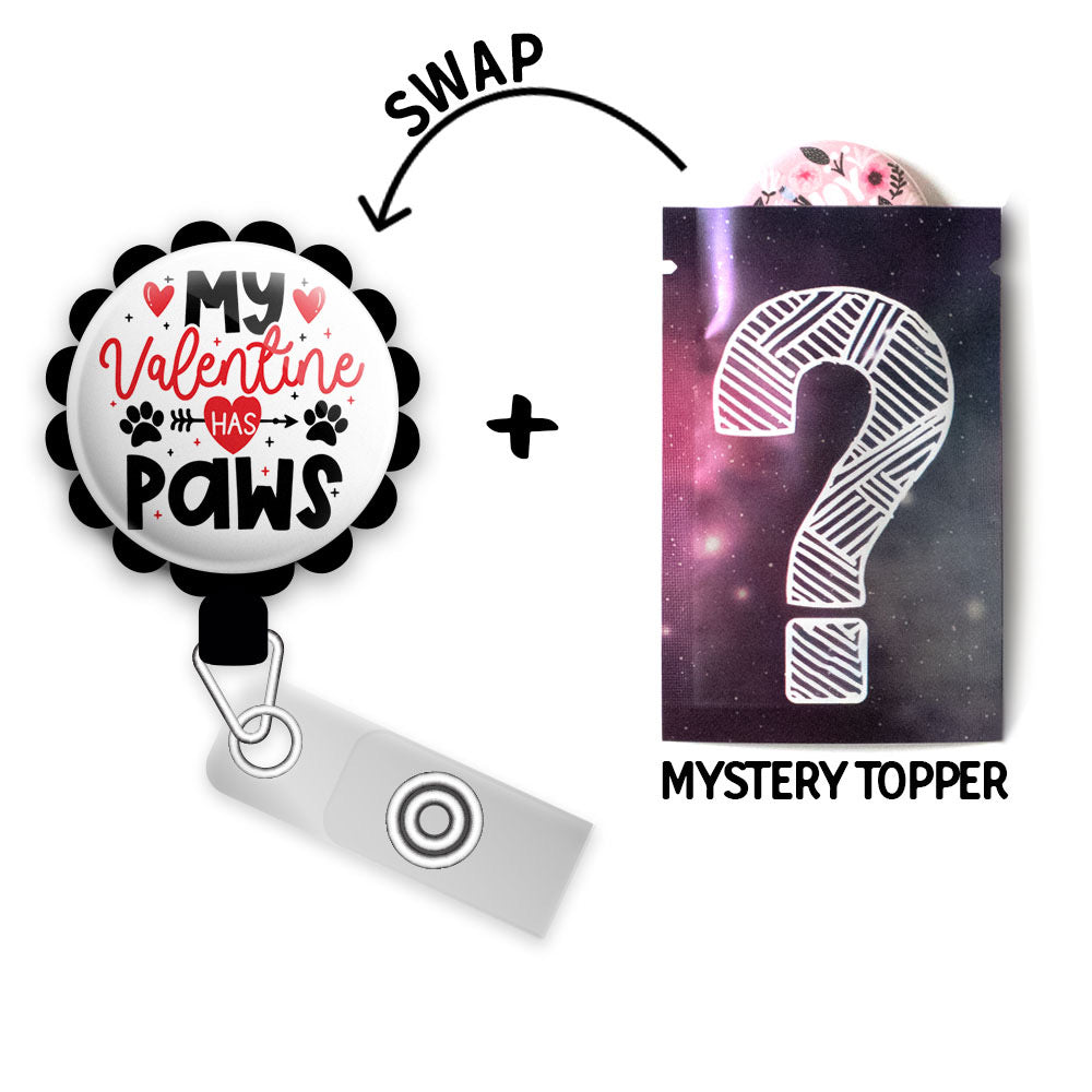 Valentine Paws Retractable ID Badge Reel • Valentine's Day Dog, Cat ID Badge Holder • Swapfinity - - Topperswap