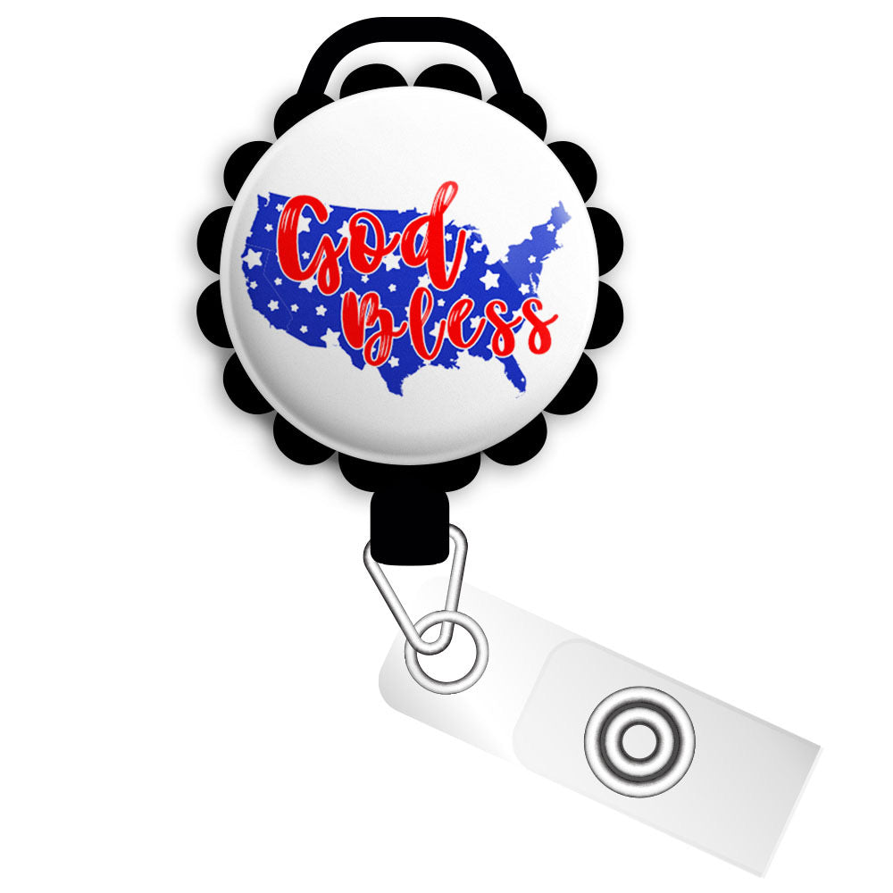 God Bless America Retractable ID Badge Reel • Patriotic 4th of July ID -  Topperswap