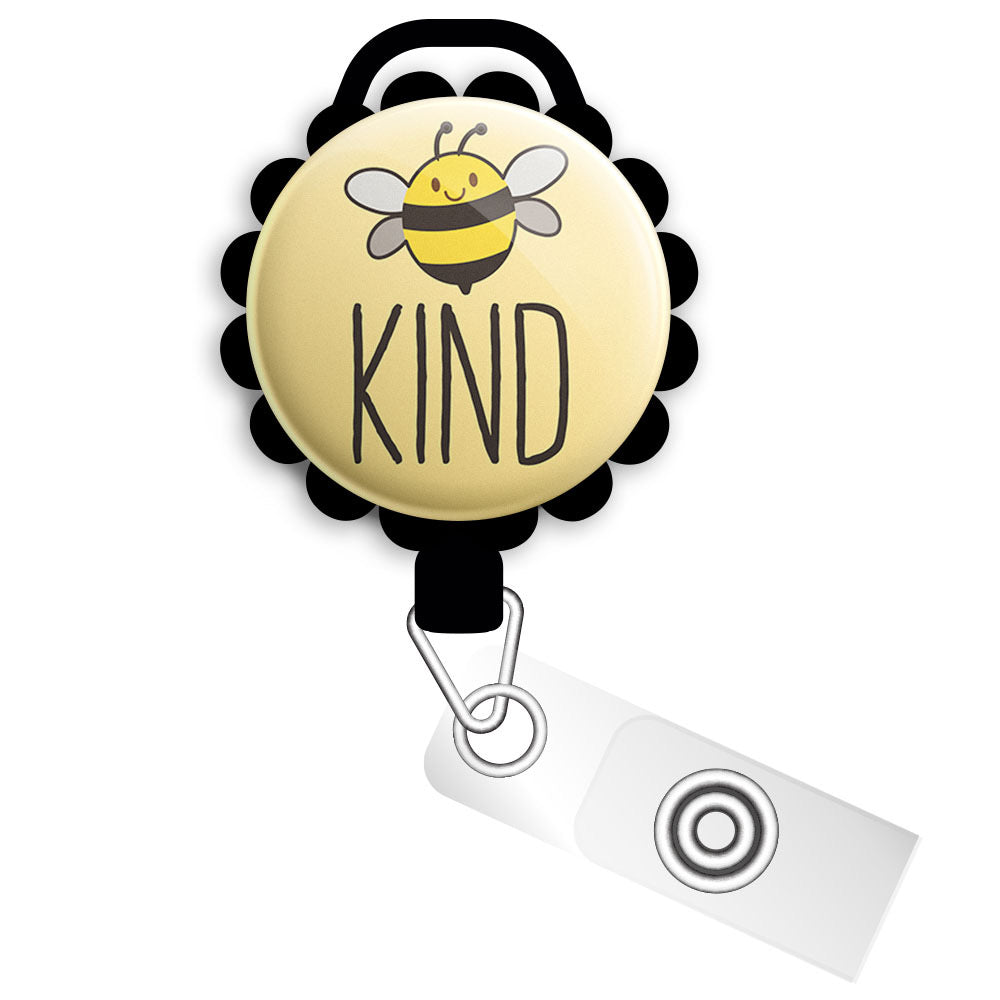 Bee Kind Retractable ID Badge Reel • Be Kind Pun Retractable ID Badge Reel • Nurse Gift Badge Holder • Swapfinity - - Topperswap