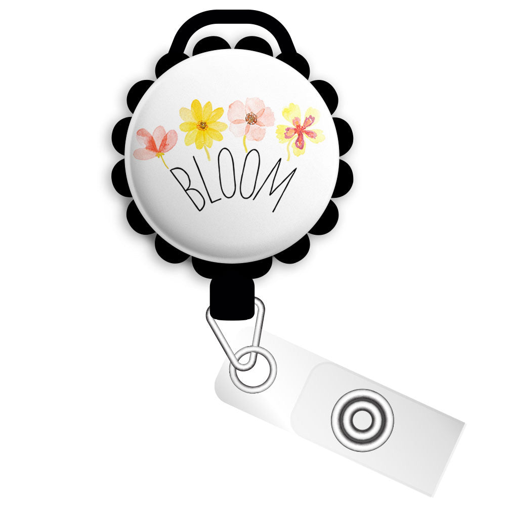 Bloom Watercolor Flowers Retractable ID Badge Reel • Spring Flower  Swappable Retractable ID Badge Reel • Badge Holder • Swapfinity