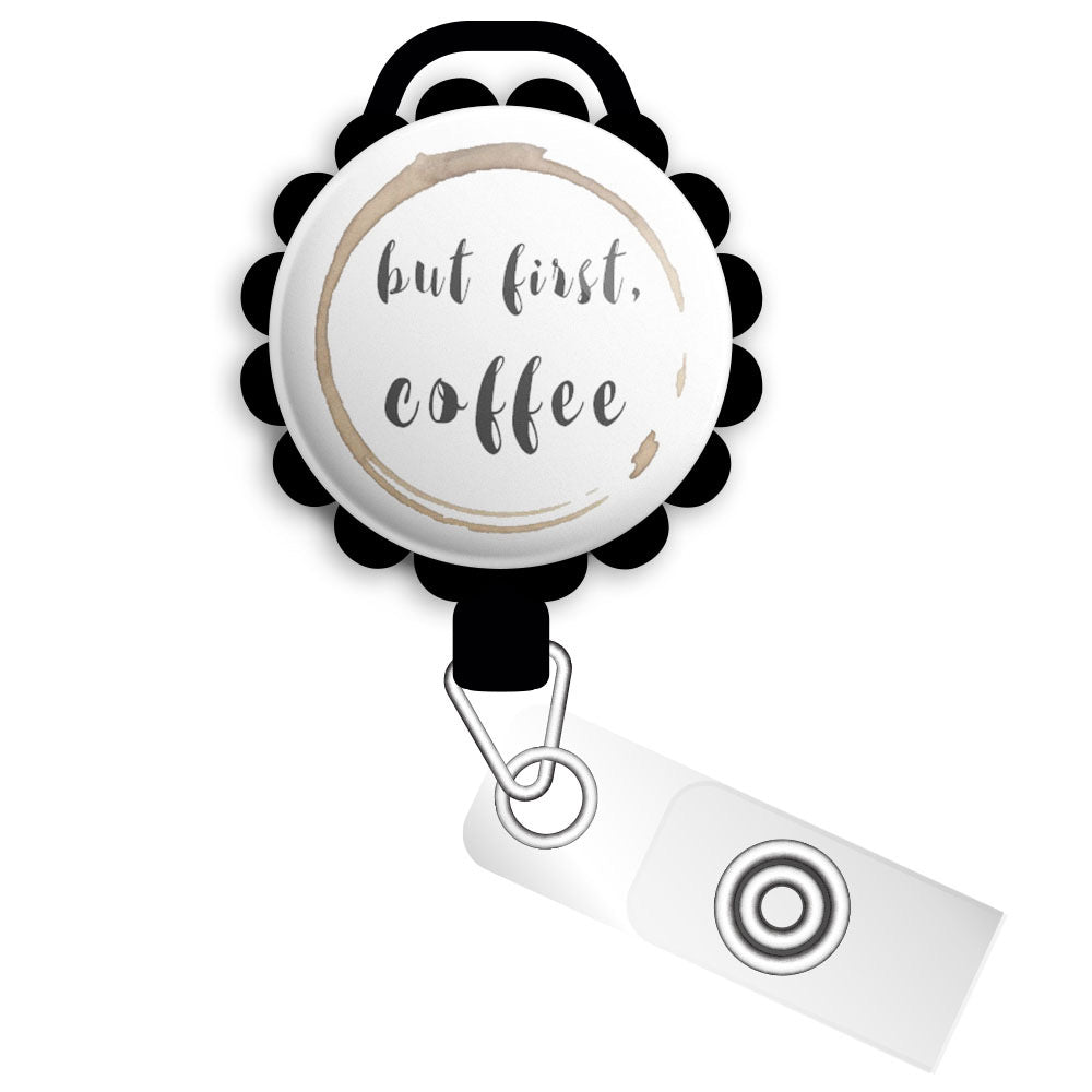 Coffee Stain Retractable ID Badge Reel • Custom ID Badge Holder