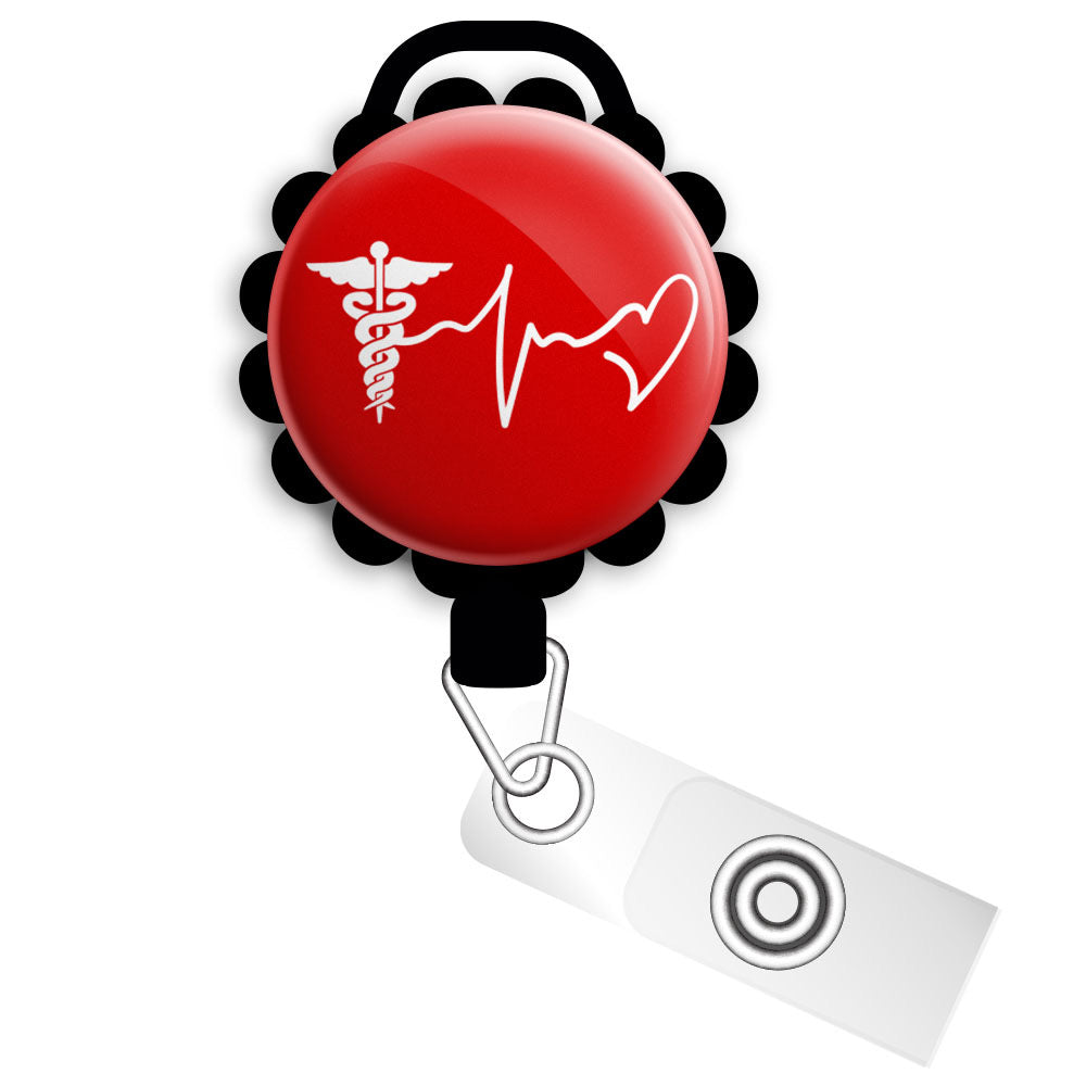 EKG Badge Reel, Cardiology Retractable Badge Holder, Heart Name Badge, Cardio Nurse Badge Reel, ID Badge Clip, Retractable ID Reel, Gift