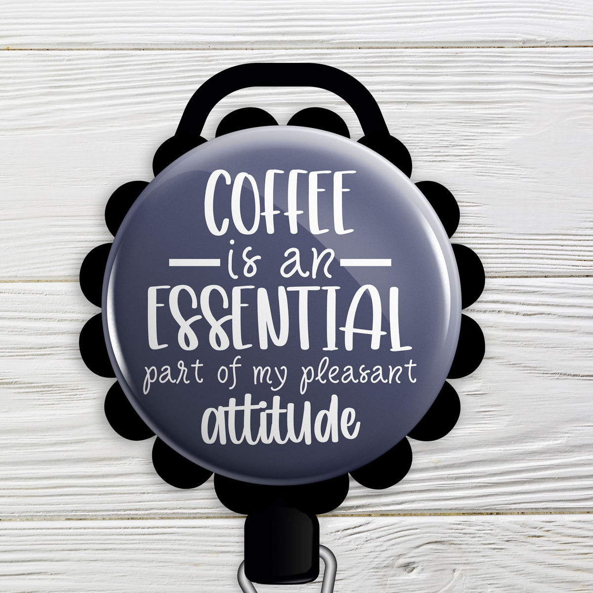 Coffee Essential Retractable ID Badge Reel • Funny Coffee Badge
