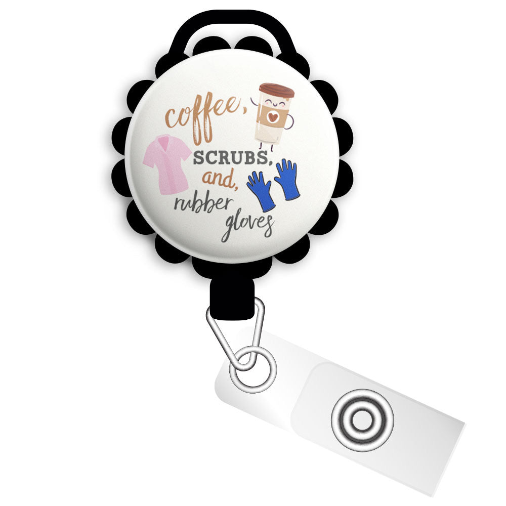 Coffee Scrubs Rubber Gloves Retractable Badge Holder/ID Reels/Lanyard/Nurse  Gift