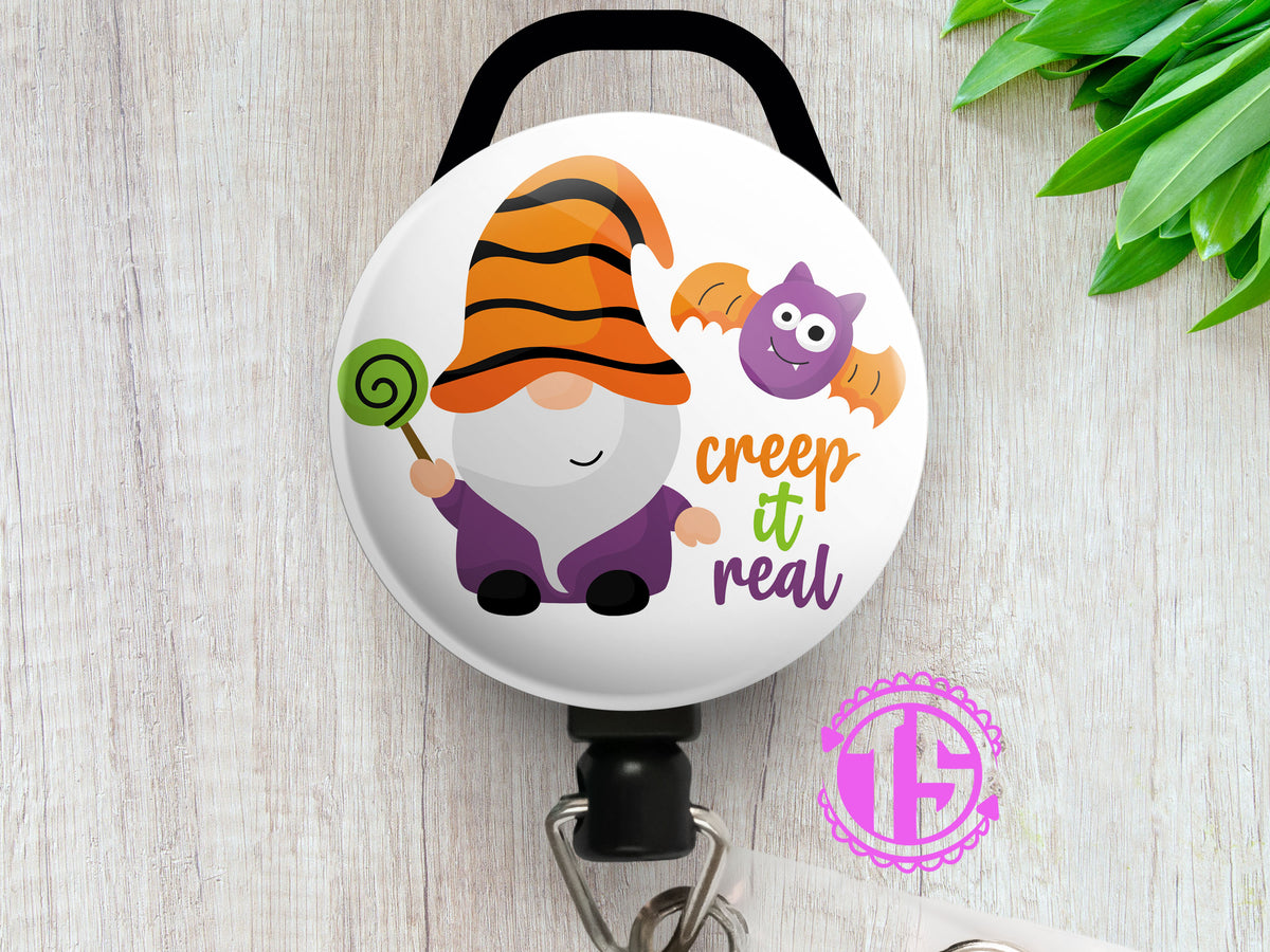 Spring Time Gnome Retractable ID Badge Reel • Spring Season Badge Holder • Swapfinity