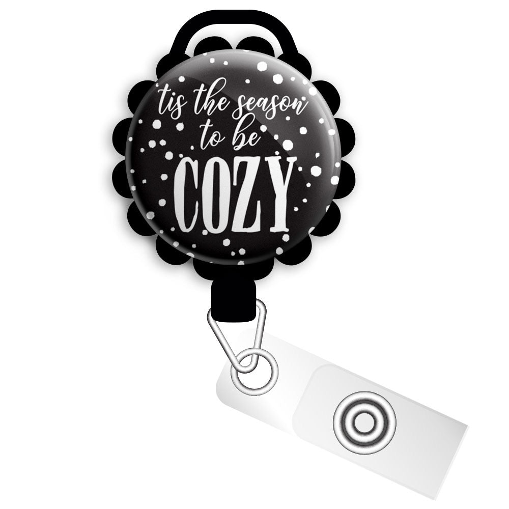 Cozy Season • Winter Christmas Holiday Retractable ID Badge Reel •  Personalized Swappable Badge Holder • Swapfinity