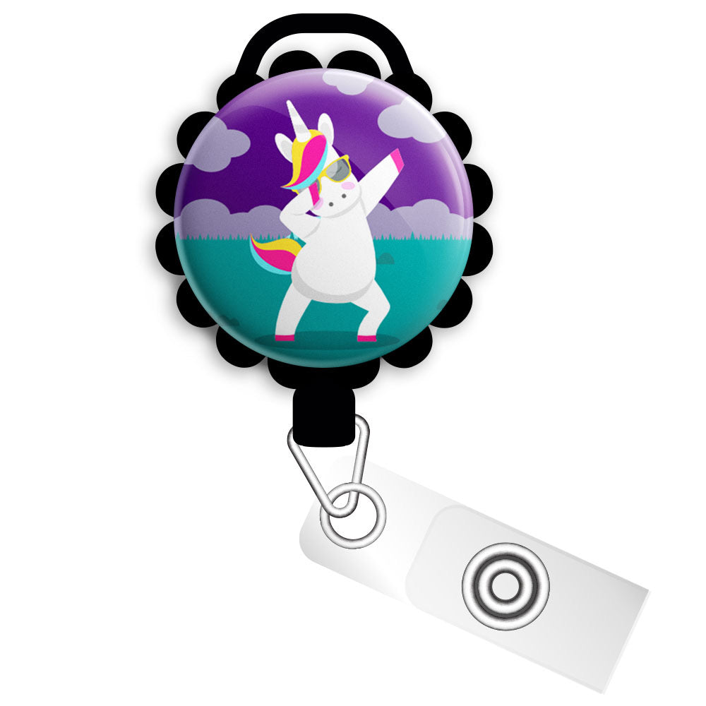 Dabbing Unicorn! Retractable ID Badge Reel • Personalized ID Badge Hol -  Topperswap
