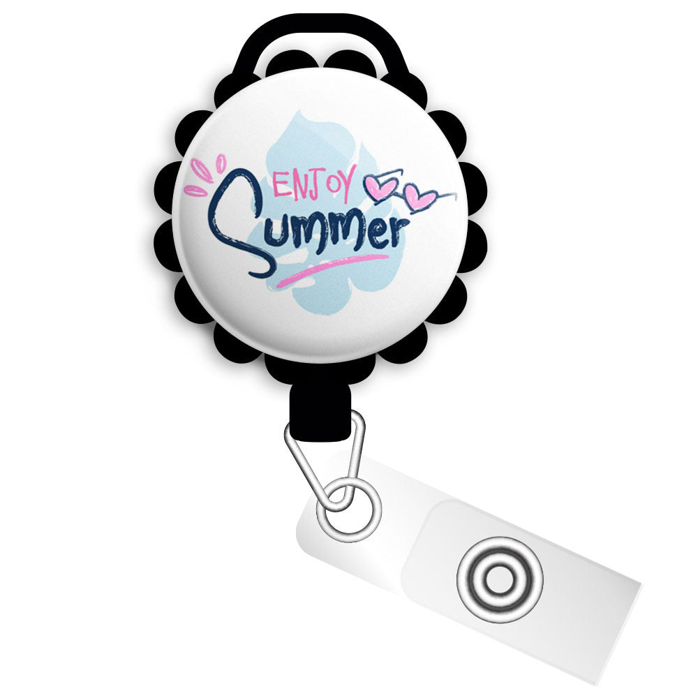 Enjoy Summer • Summer Cute Retractable ID Badge Reel • ID Badge Holder -  Topperswap
