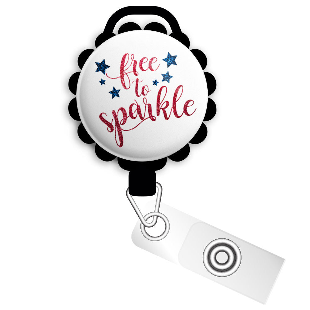 Free to Sparkle Retractable ID Badge Reel • Patriotic 4th of July