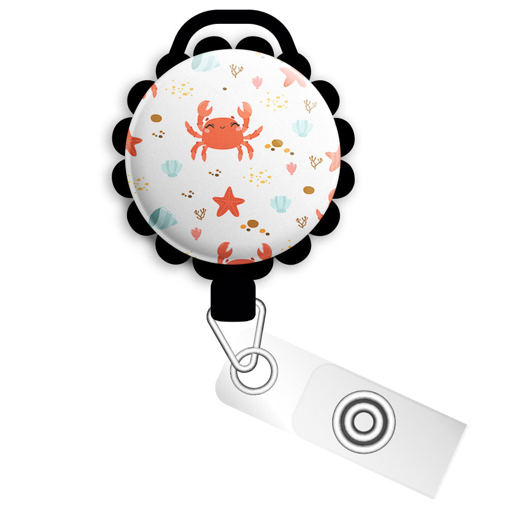 Happy Crab • Summer Retractable ID Badge Reel • Cute Animal Badge Hold -  Topperswap