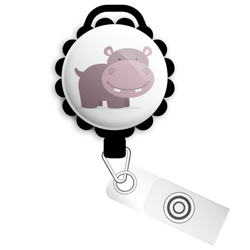 Cute Hippo Retractable ID Badge Reel • Pediatric Gift, Gift for