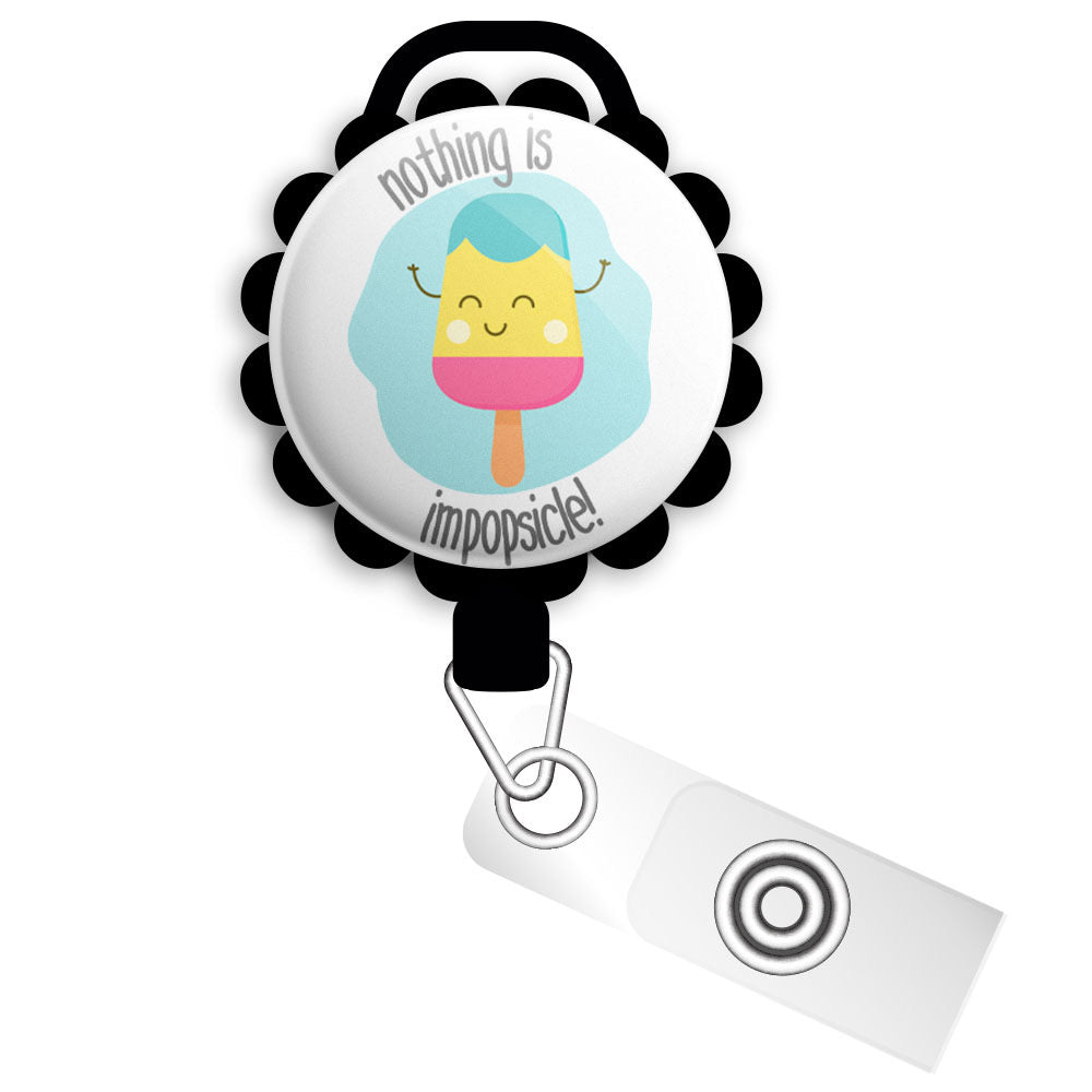 Unicorn Cupcake Retractable ID Badge Reel • Cute Summer Badge Holder • Swapfinity Slide Clip / Black
