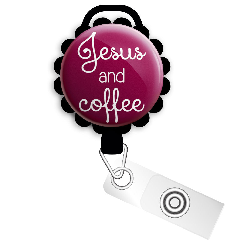 Jesus and Coffee Retractable ID Badge Reel • Christian • Swapfinity
