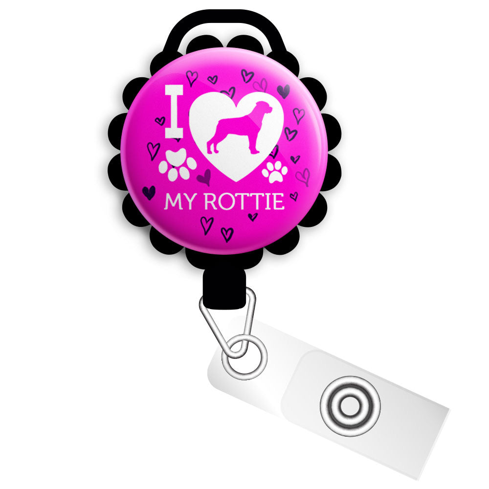 I Heart MY Rottie Retractable ID Badge Reel • Rottweiler Mom Gift, ID Badge  Holder • Swapfinity