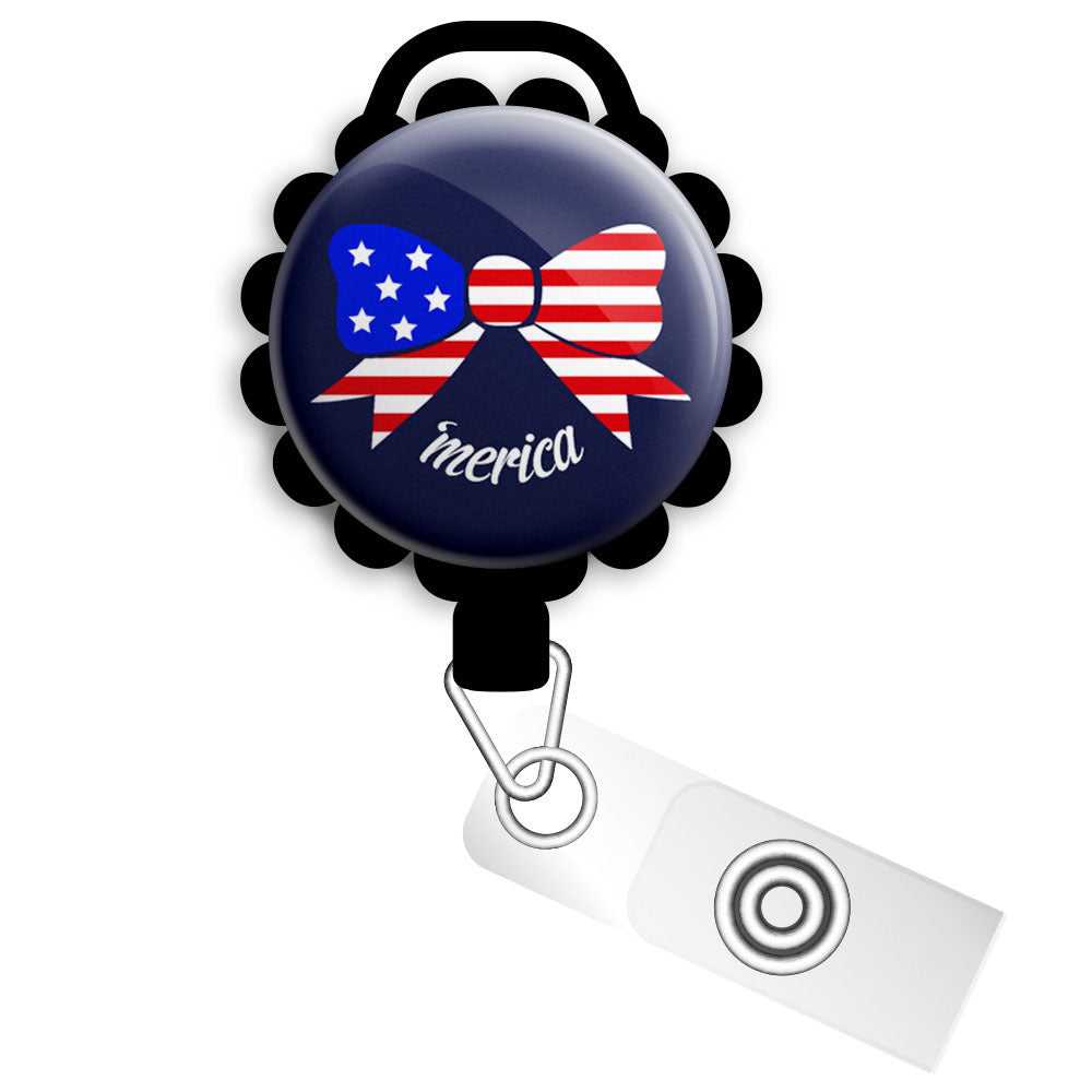 Merica Retractable ID Badge Reel • Patriotic Veteran's Day
