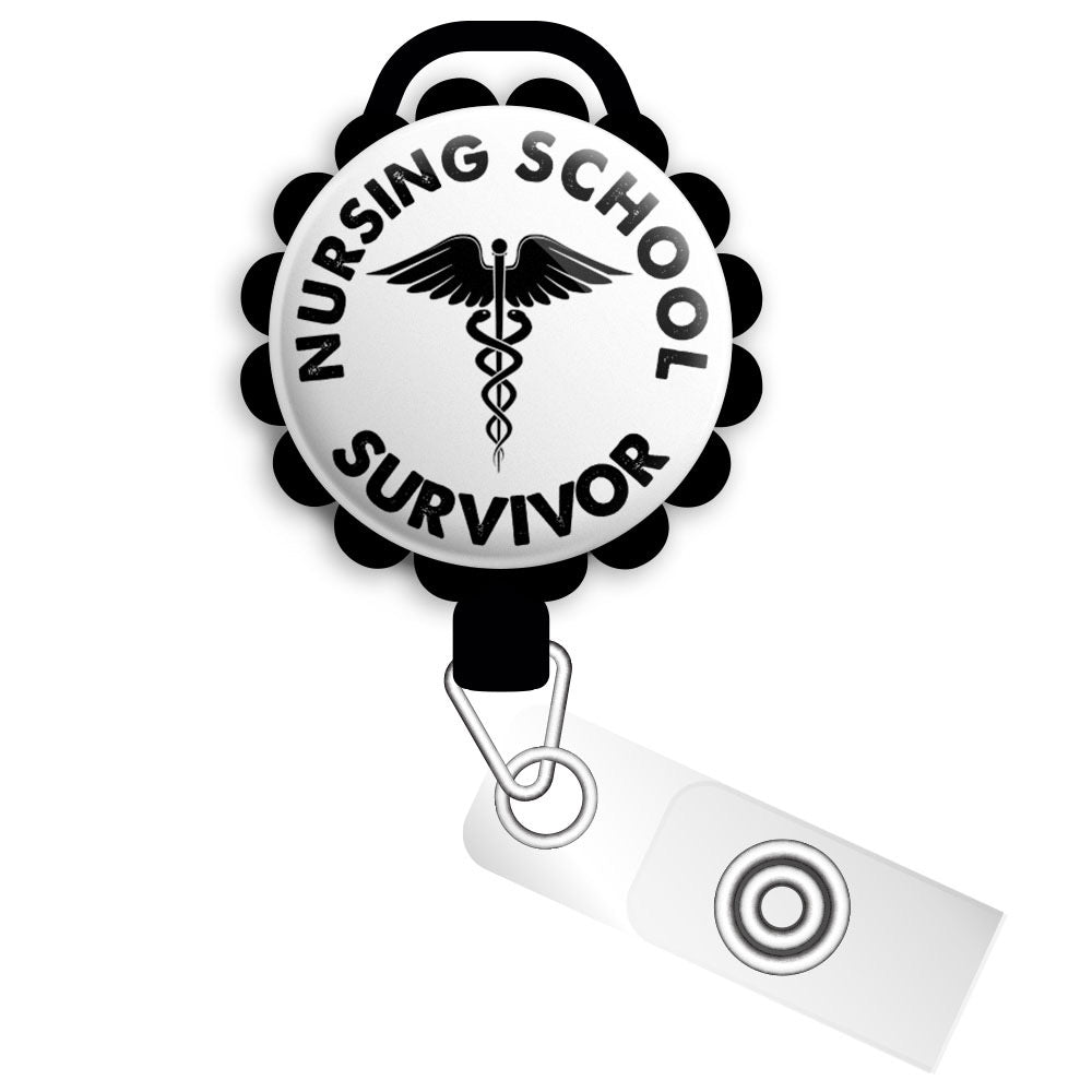 Nursing School Survivor Retractable ID Badge Reel • Nursing School Gra -  Topperswap