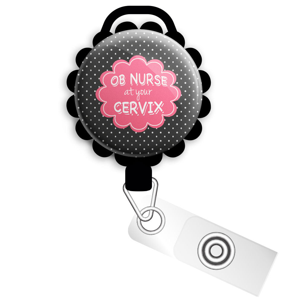 At Your Cervix Badge Reel Obstetric Nurse ID Holder Pink Uterus RN Name Tag  Clip