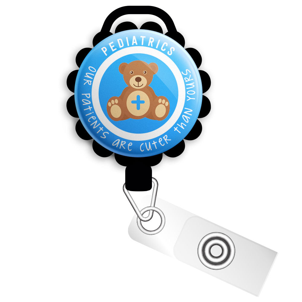 Pediatric Blue Teddy Bear Retractable ID Badge Reel • Pediatrician