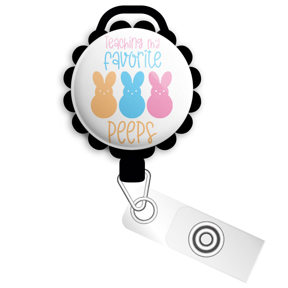 Favorite Peeps Teacher • Easter Pun Swappable Retractable ID Badge Reel •  Badge Holder • Swapfinity