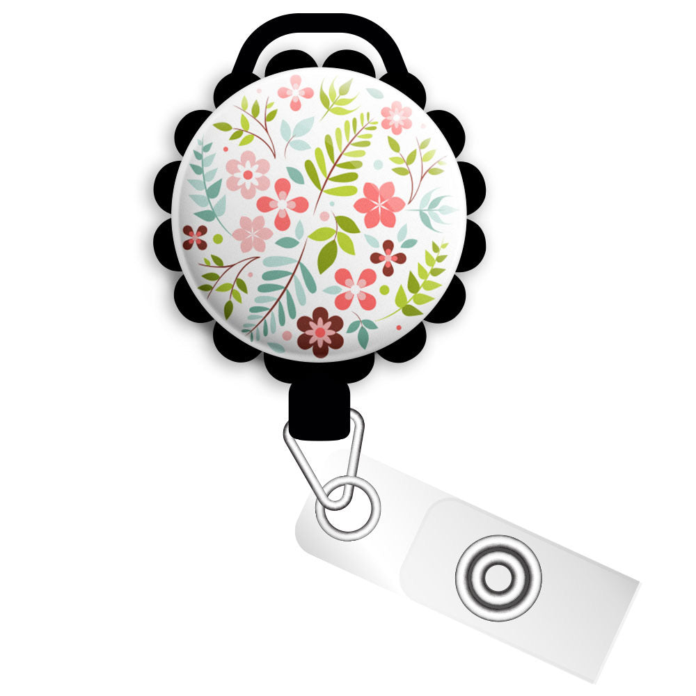 Spring Flowers Swappable Retractable ID Badge Reel • Spring Badge Holder •  Swapfinity