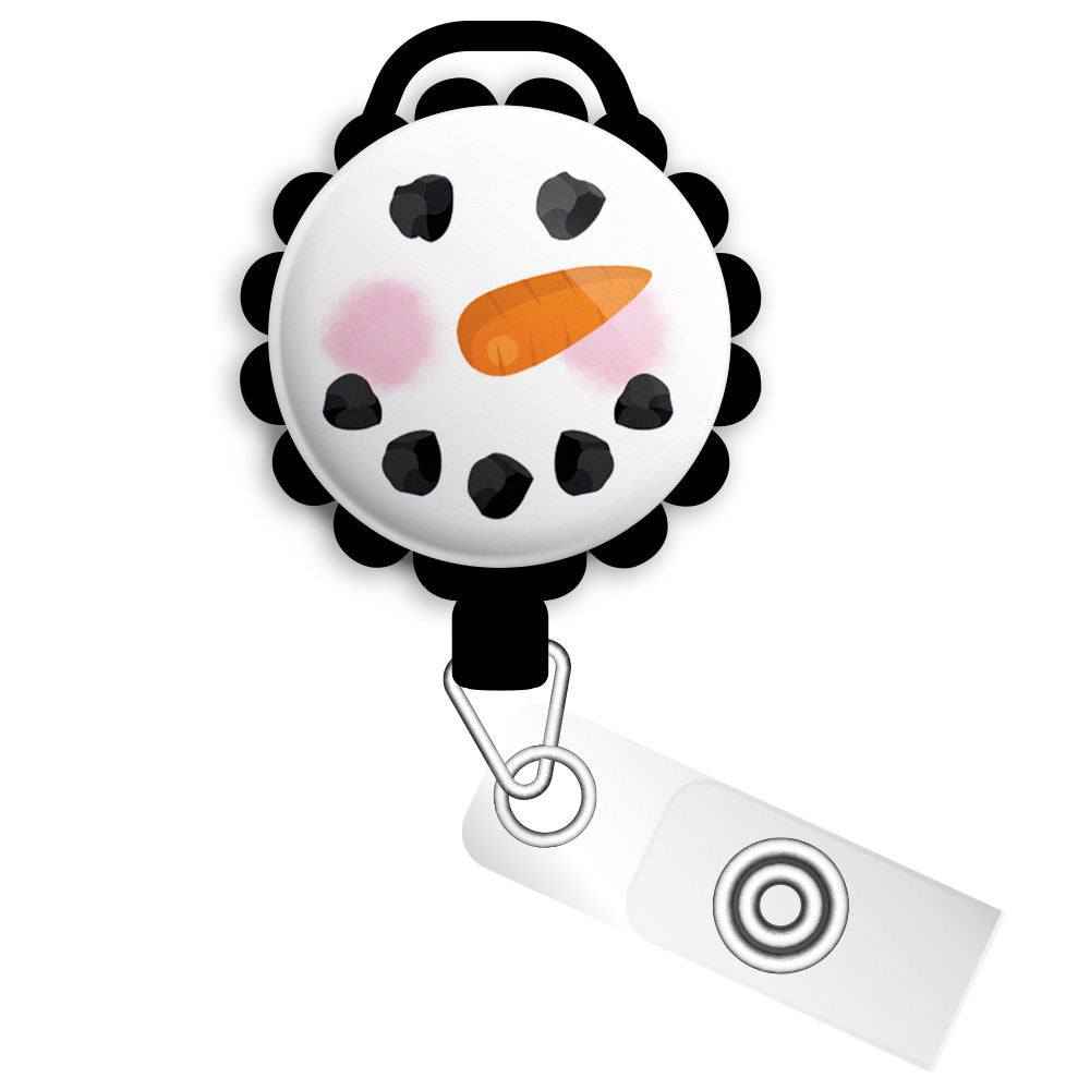 Shivers the Snowman Retractable ID Badge Reel • Christmas Badge Reel • Swapfinity - Slide Clip / Black - Topperswap
