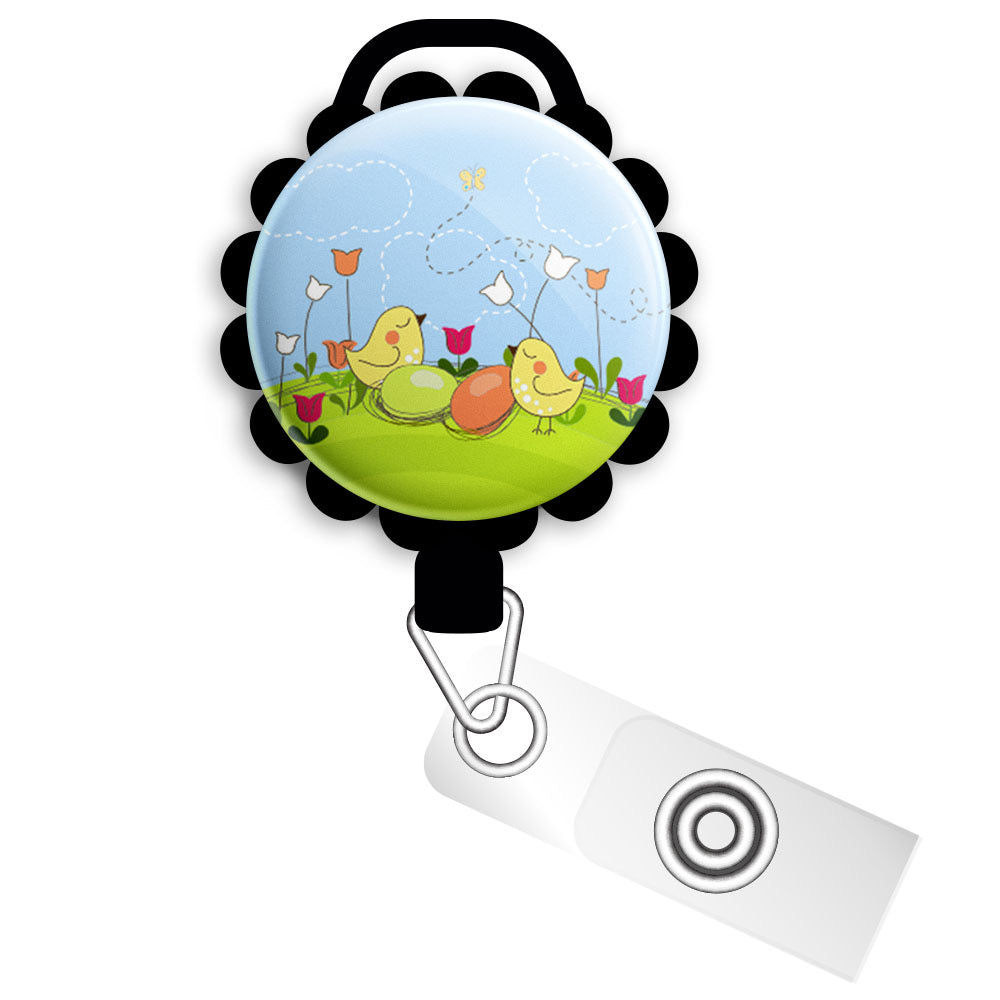 Spring Easter Spirit Retractable ID Badge Reel • Easter Badge Holder • -  Topperswap