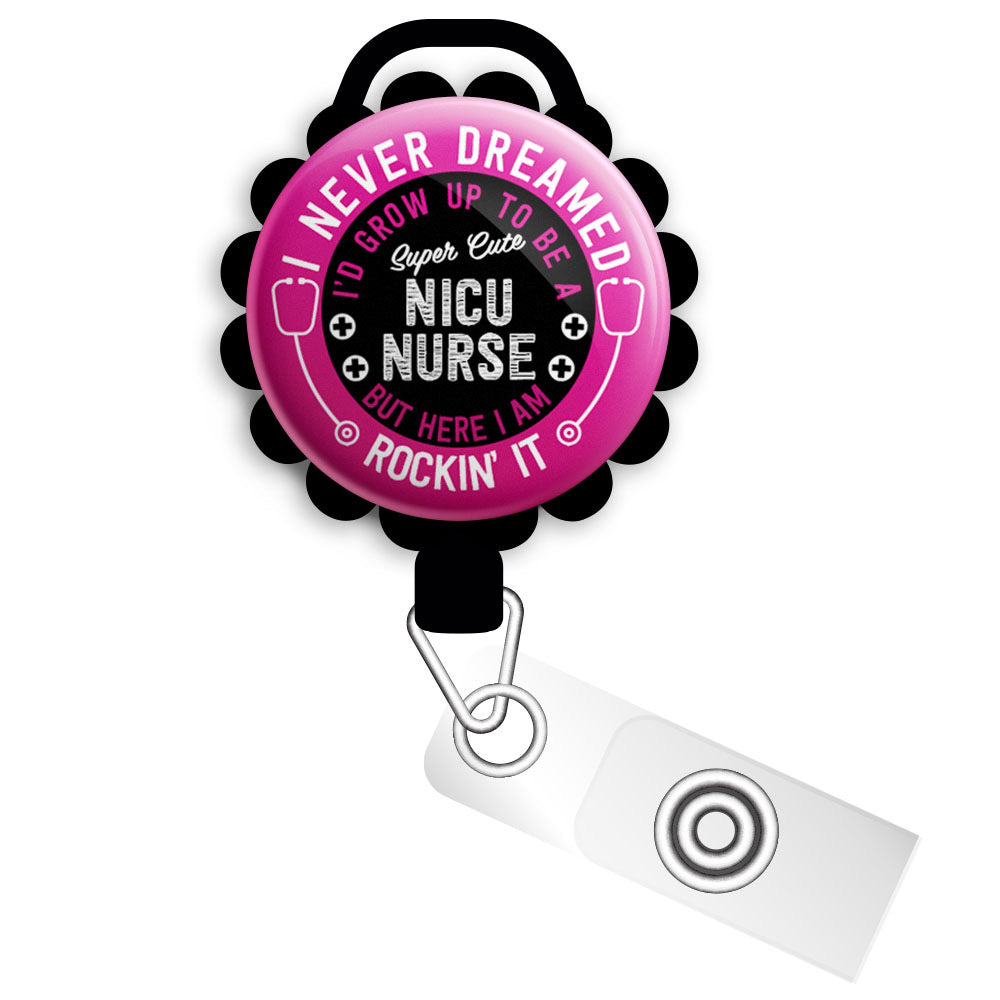 Personalized Retractable ID Badge Reels  Swappable Designs Tagged NICU  Nurse Graduation Gift - Topperswap
