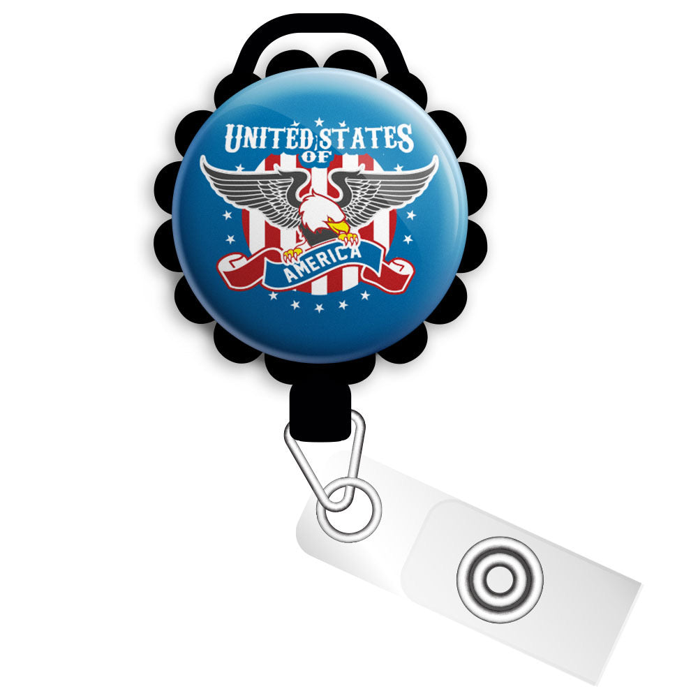 USA Patriotic Retractable Badge Reel America Badge Reel Cute Badge Reels  Funny Badge Reel Red, White, Blue 
