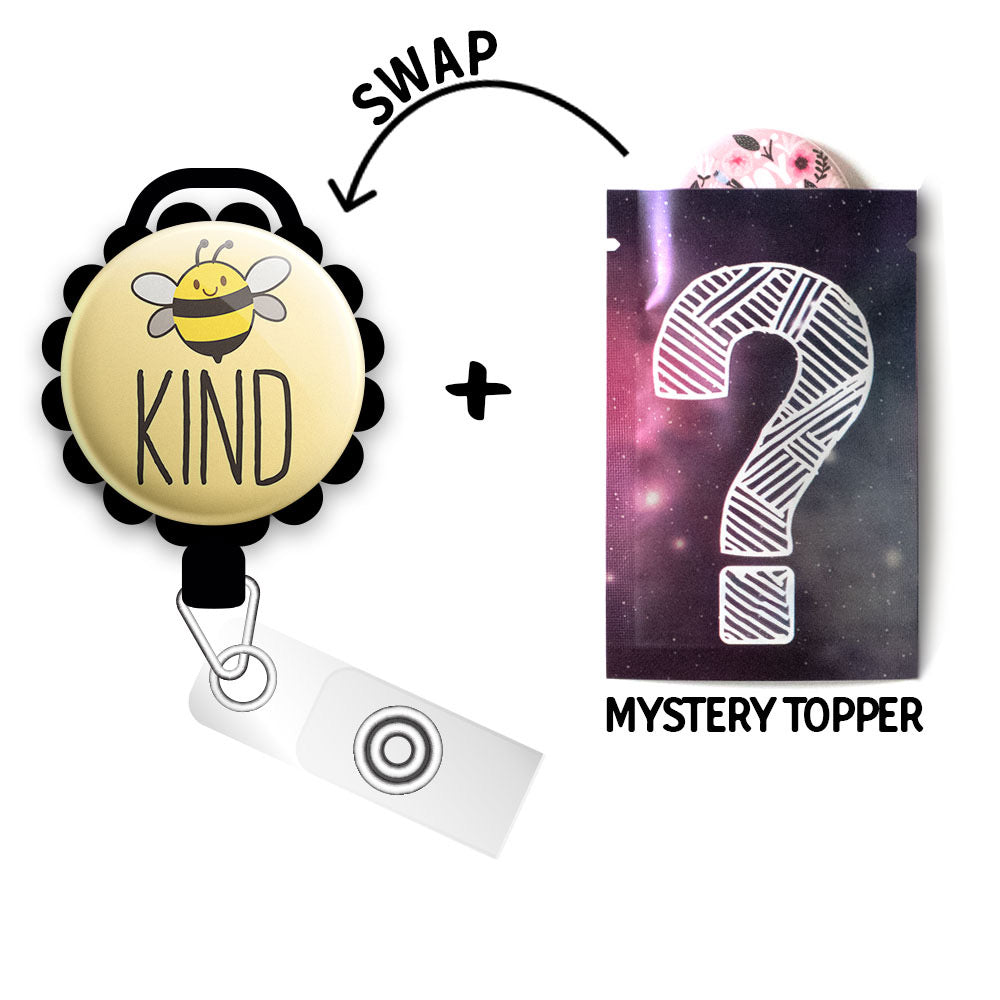 Bee Kind Retractable ID Badge Reel • Be Kind Pun Retractable ID Badge Reel • Nurse Gift Badge Holder • Swapfinity - - Topperswap