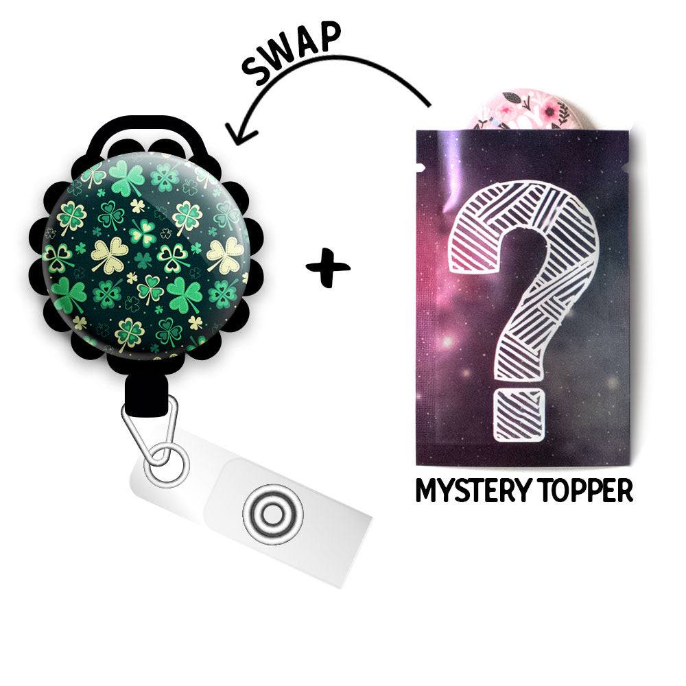 Showering Shamrocks Retractable ID Badge Reel • St. Patrick's Day Clover ID Badge Holder • Swapfinity - - Topperswap
