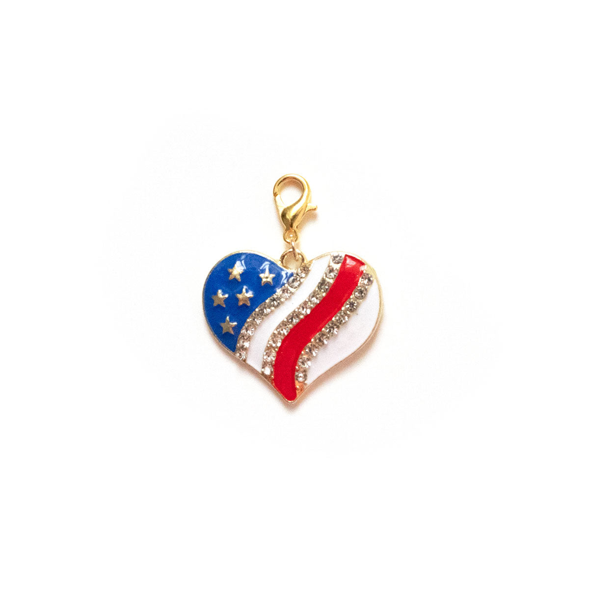 American Flag Heart with Studs Charm Badge Reel Add-on -  - Topperswap