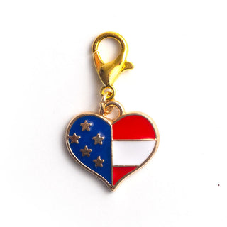 American Flag Heart Charm Badge Reel Add-on