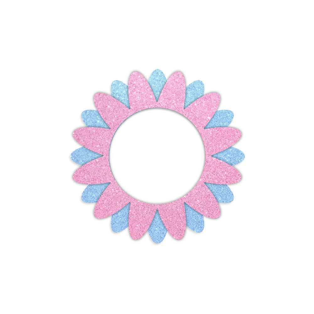 Pink & Blue Petals Glitter Flower Swapfinity Swapper Frame -  - Topperswap