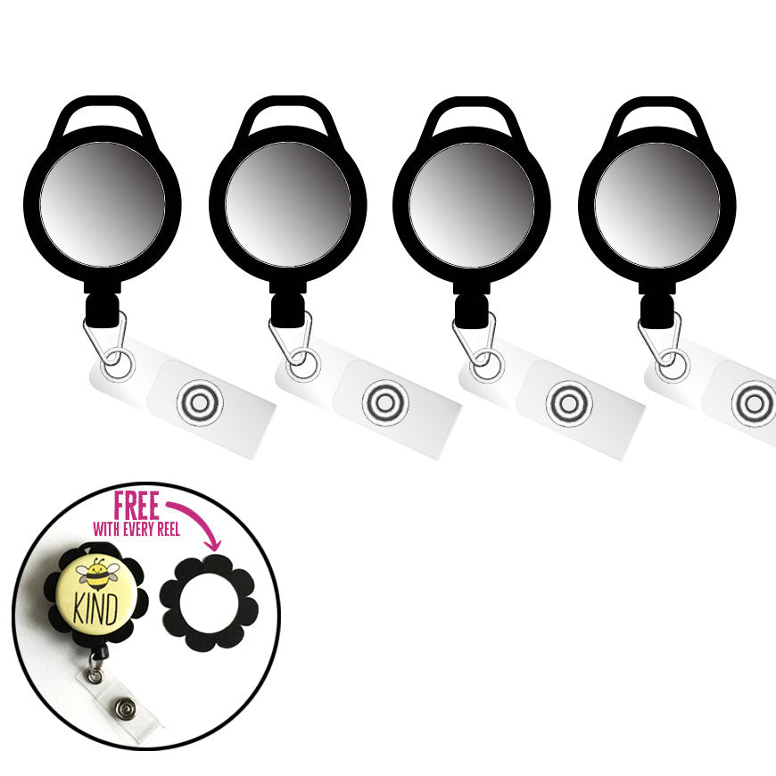 Swapfinity Retractable ID Badge Reel Without Topper Slide/Lanyard Clip 4-Pack (Save 10%)